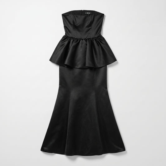 Strapless Peplum Evening Gown