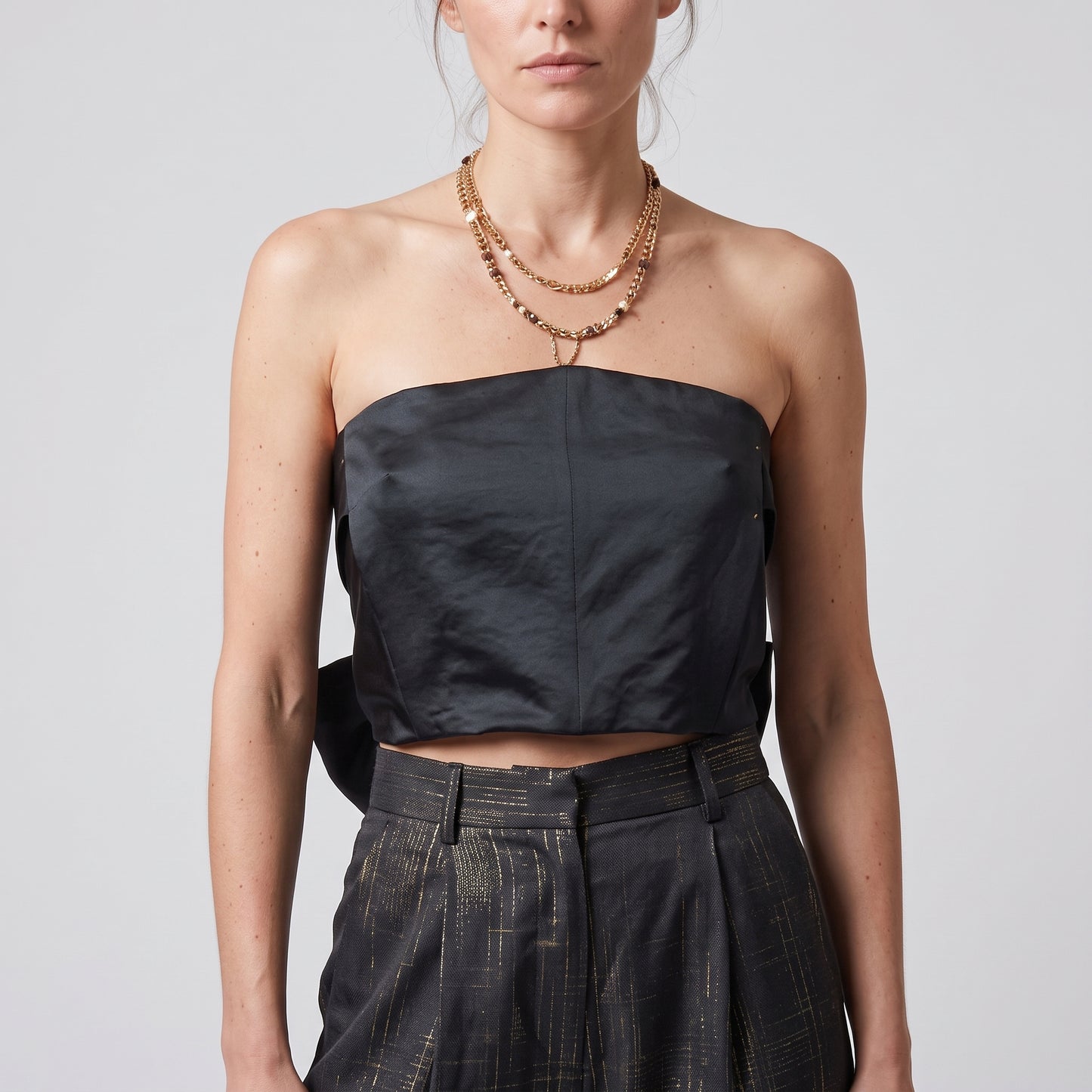Sleek Satin Tie-Back Tube Top