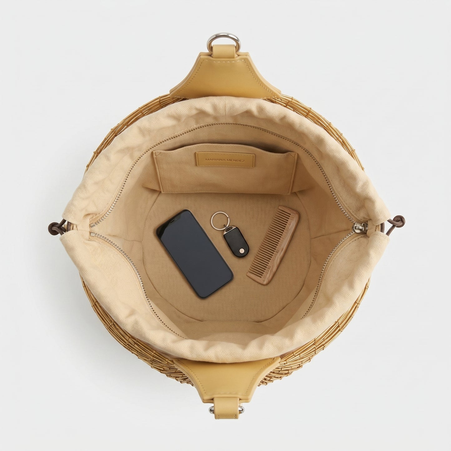 Textured Drawstring Bucket Bag