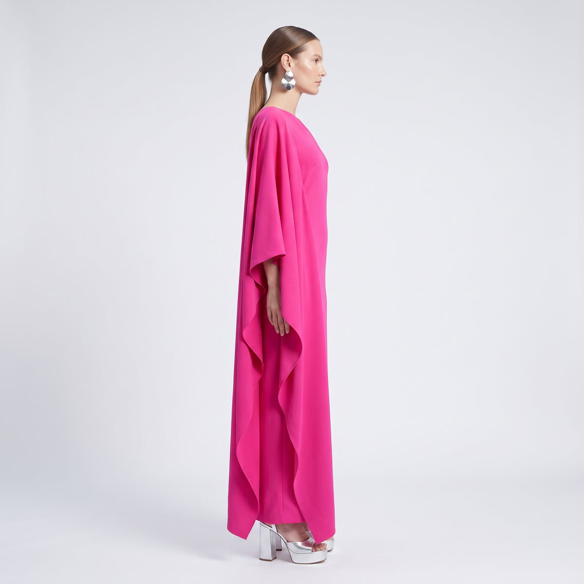 Fuchsia One-Shoulder Draped Dress