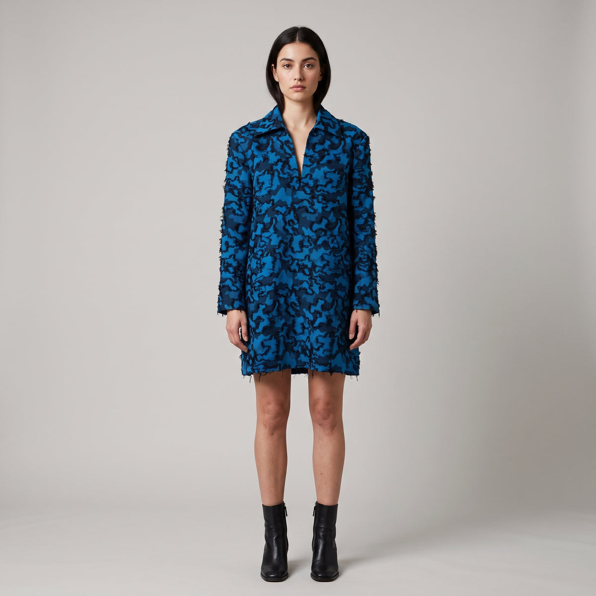 Textured Blue Fringed Jacket
