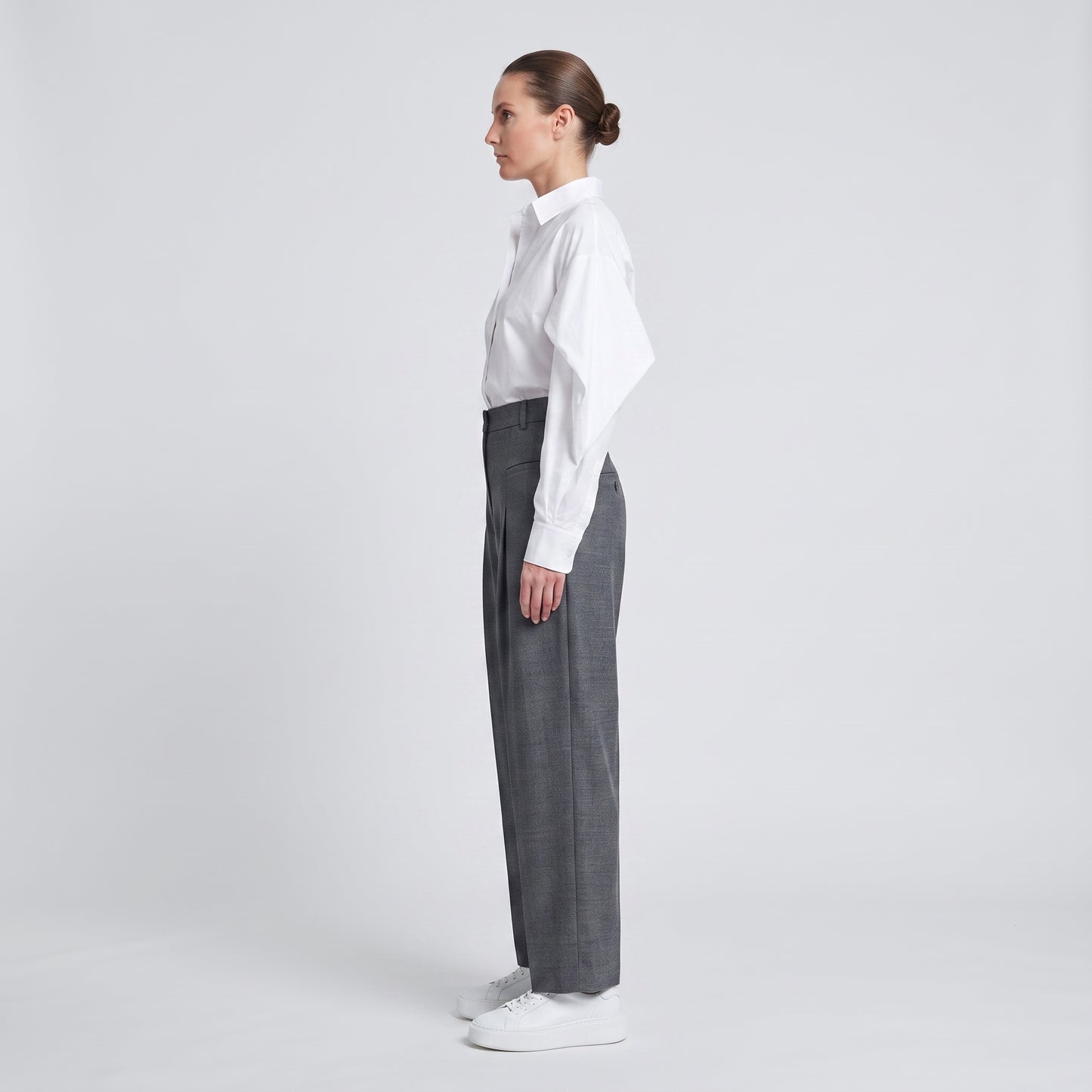 Tailored High-Rise Grey Trousers