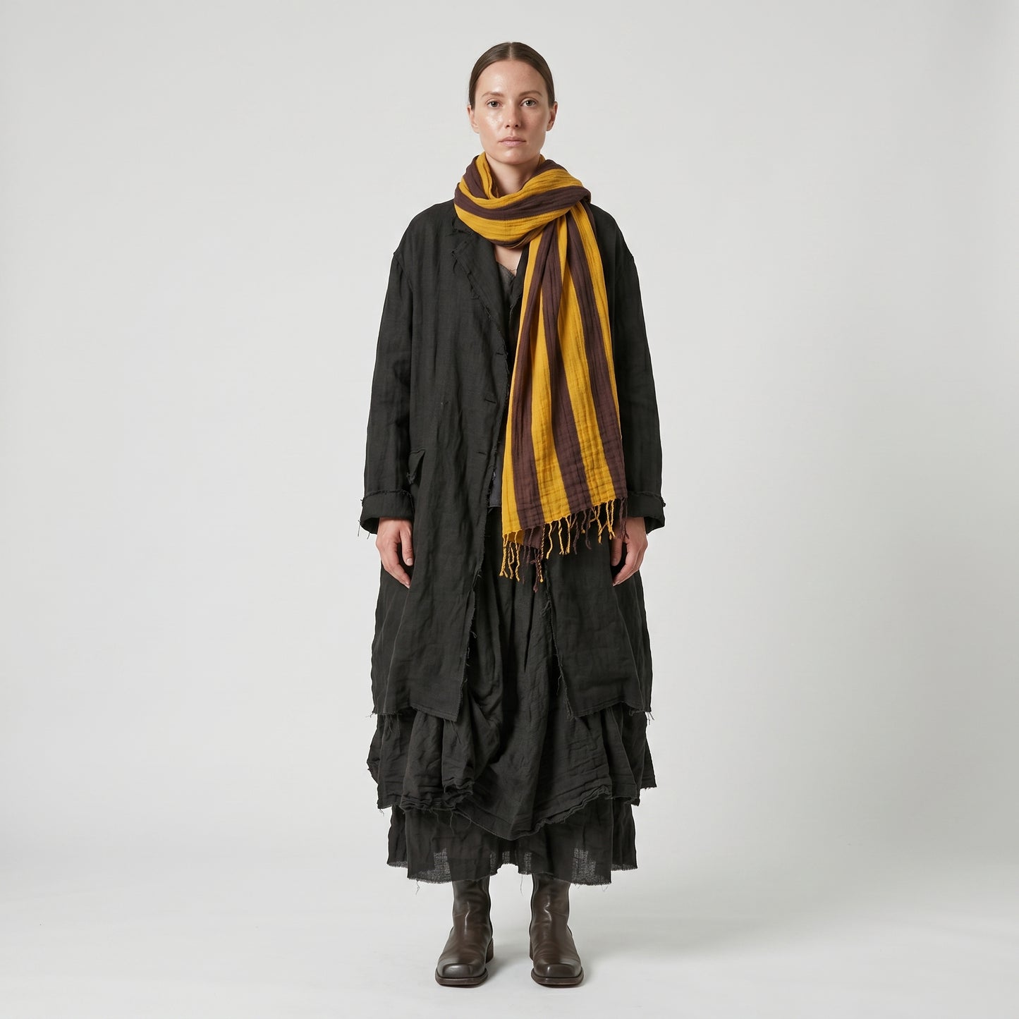 Striped Fringed Lightweight Scarf