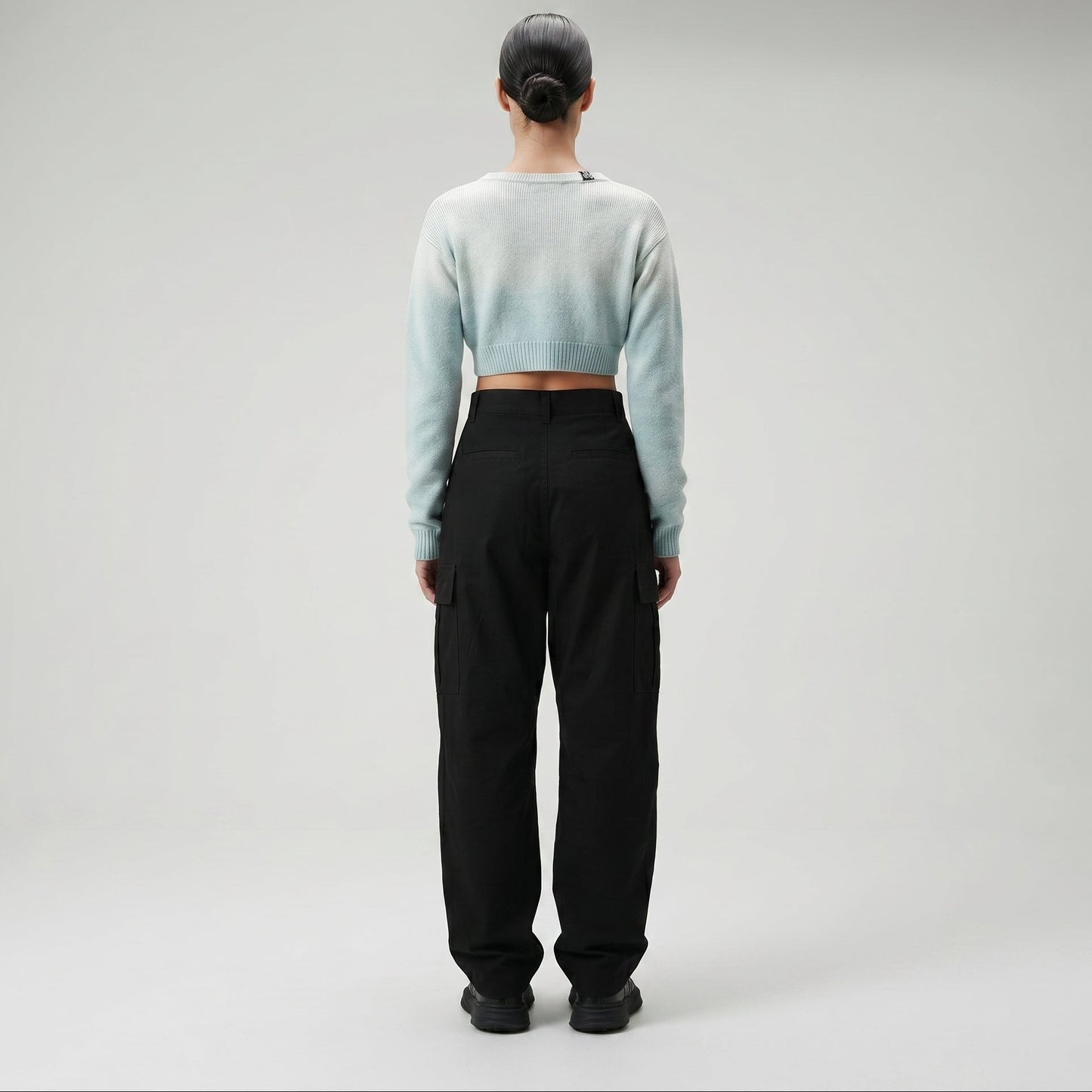 Ombre V-Neck Cropped Sweater