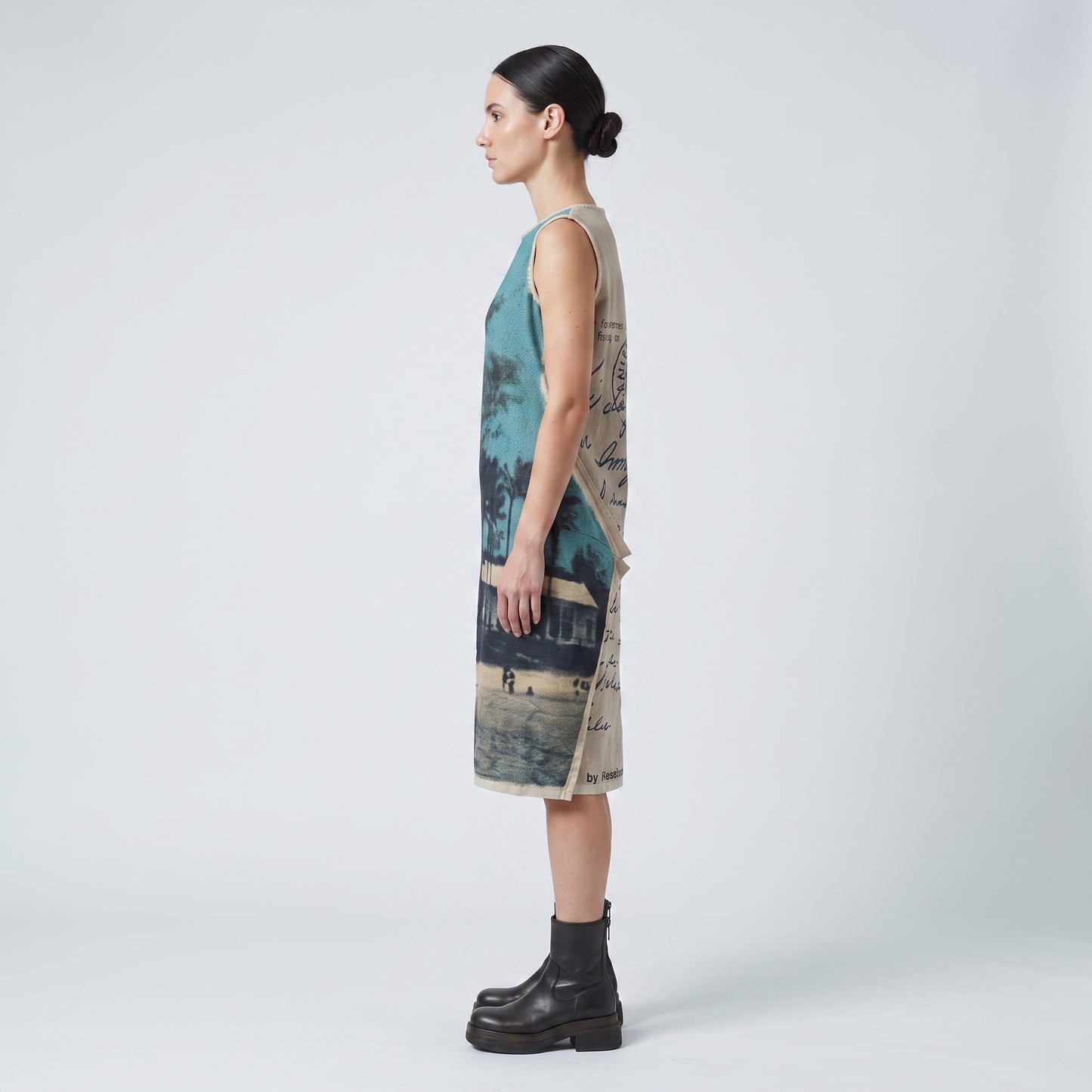 Abstract Landscape Print Sleeveless Dress