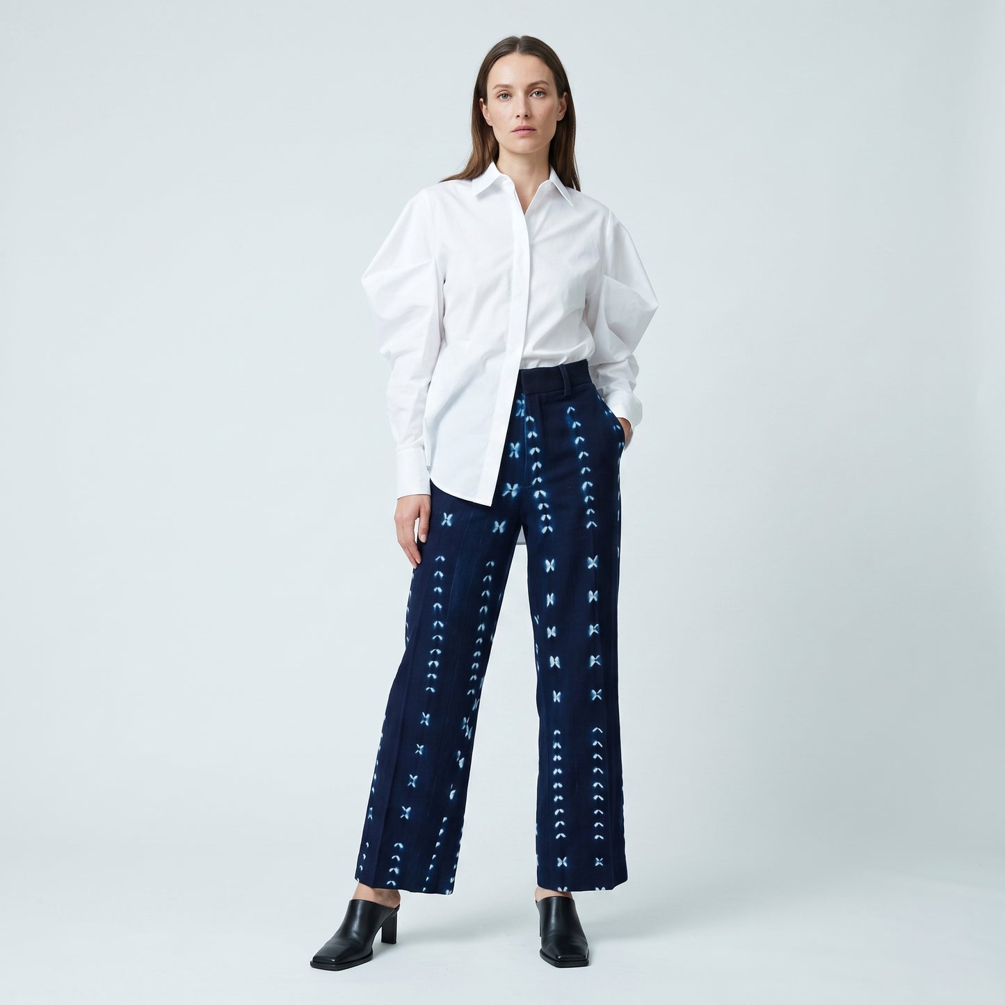 Indigo Shibori Patterned Trousers