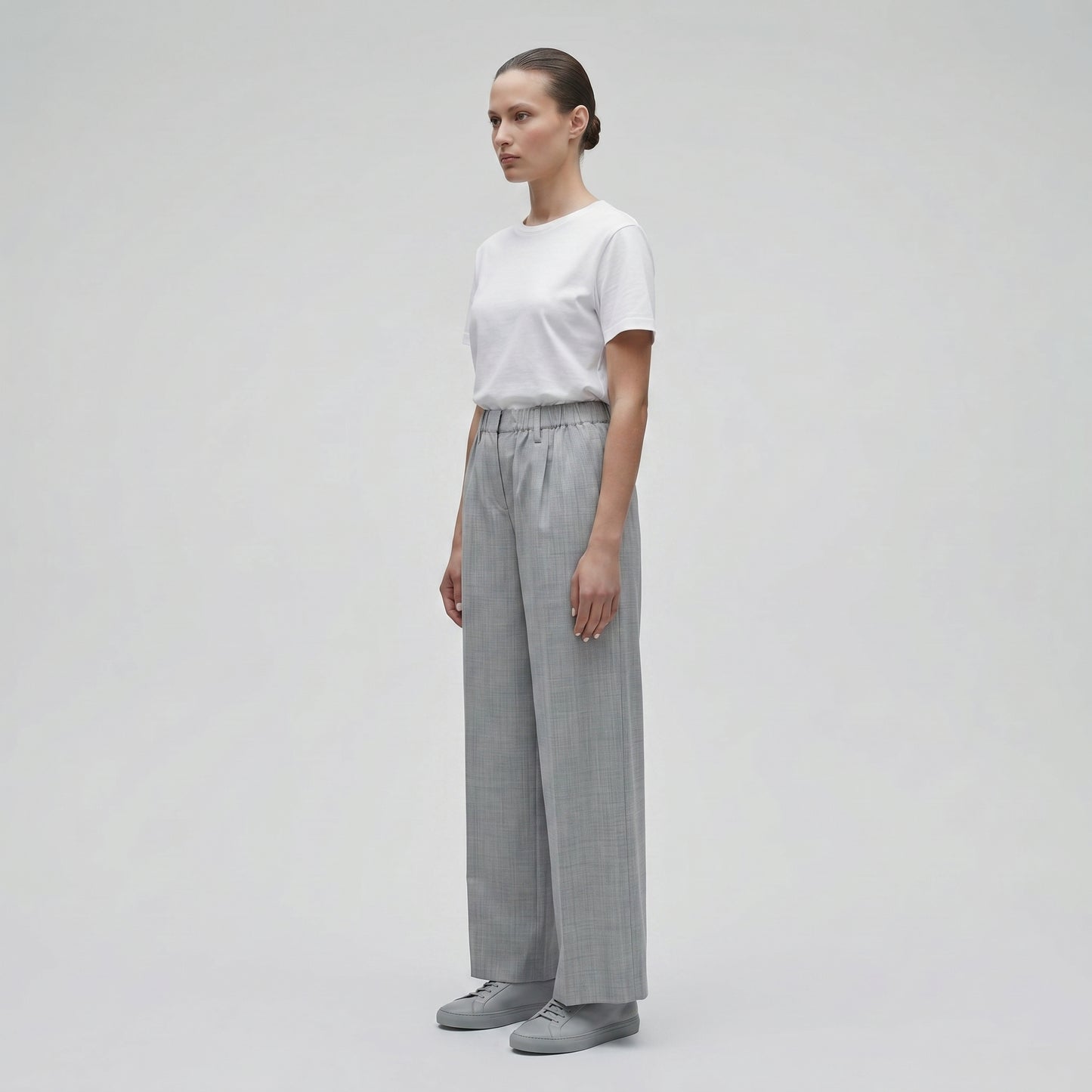 Tailored Wide-Leg Grey Trousers