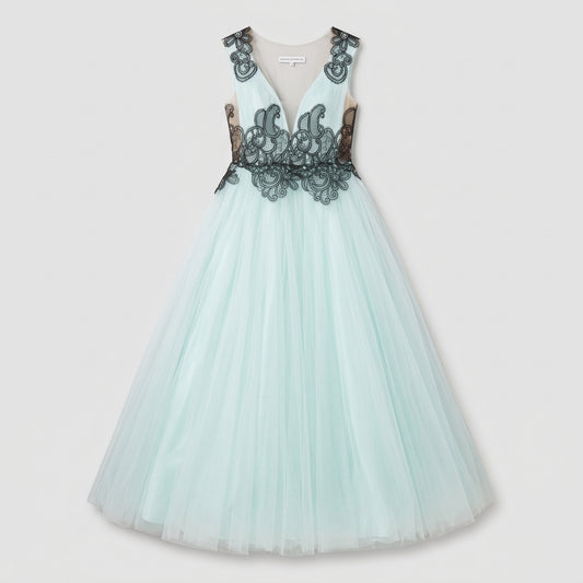Ethereal Lace Embellished Tulle Gown
