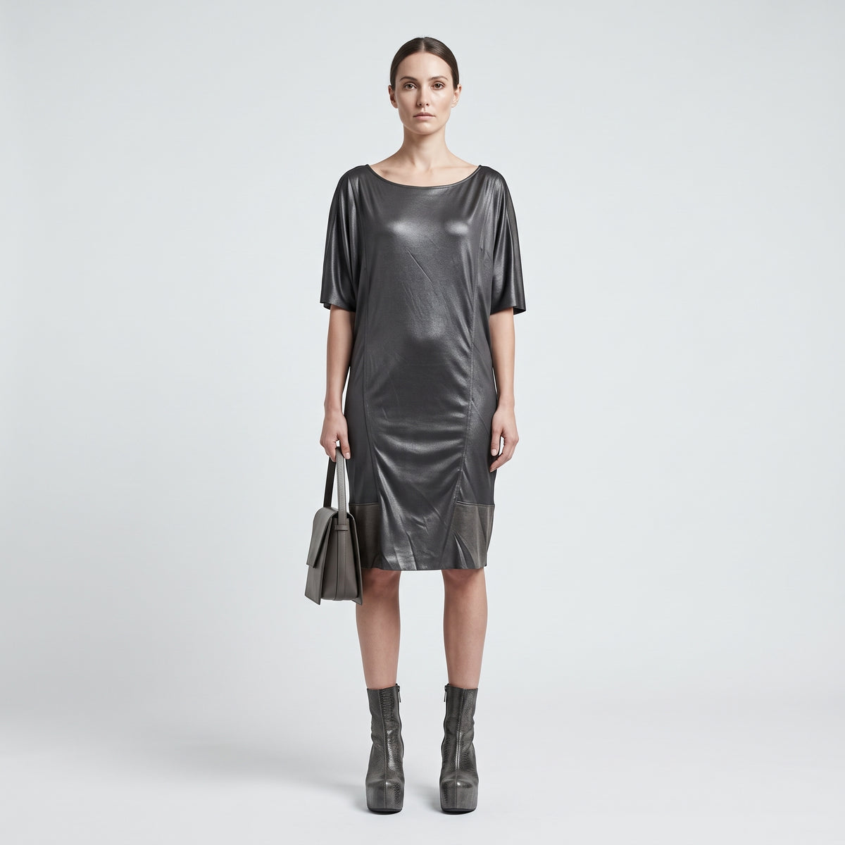 Structured Paneled Leather Tunic