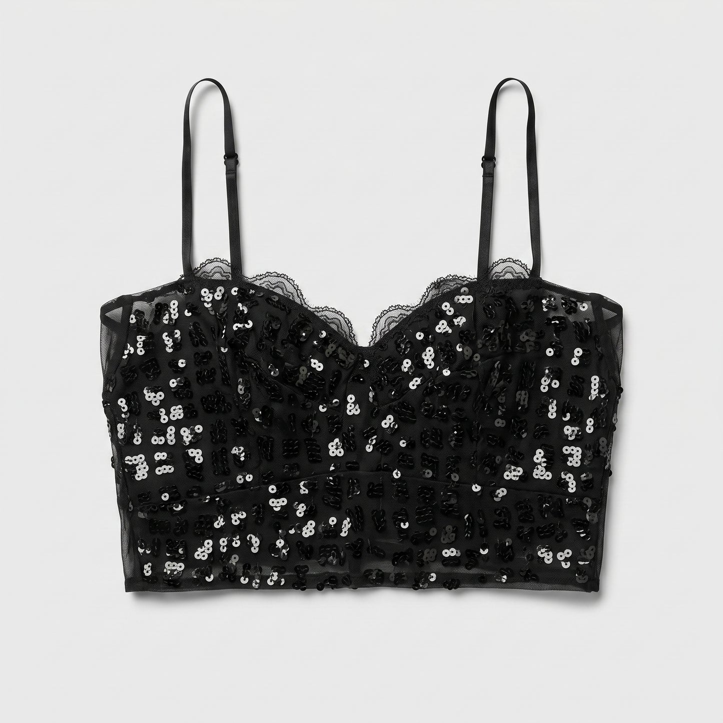 Sequined Lace crop Top