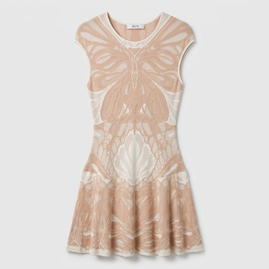 Butterfly Jacquard Knit Mini Dress