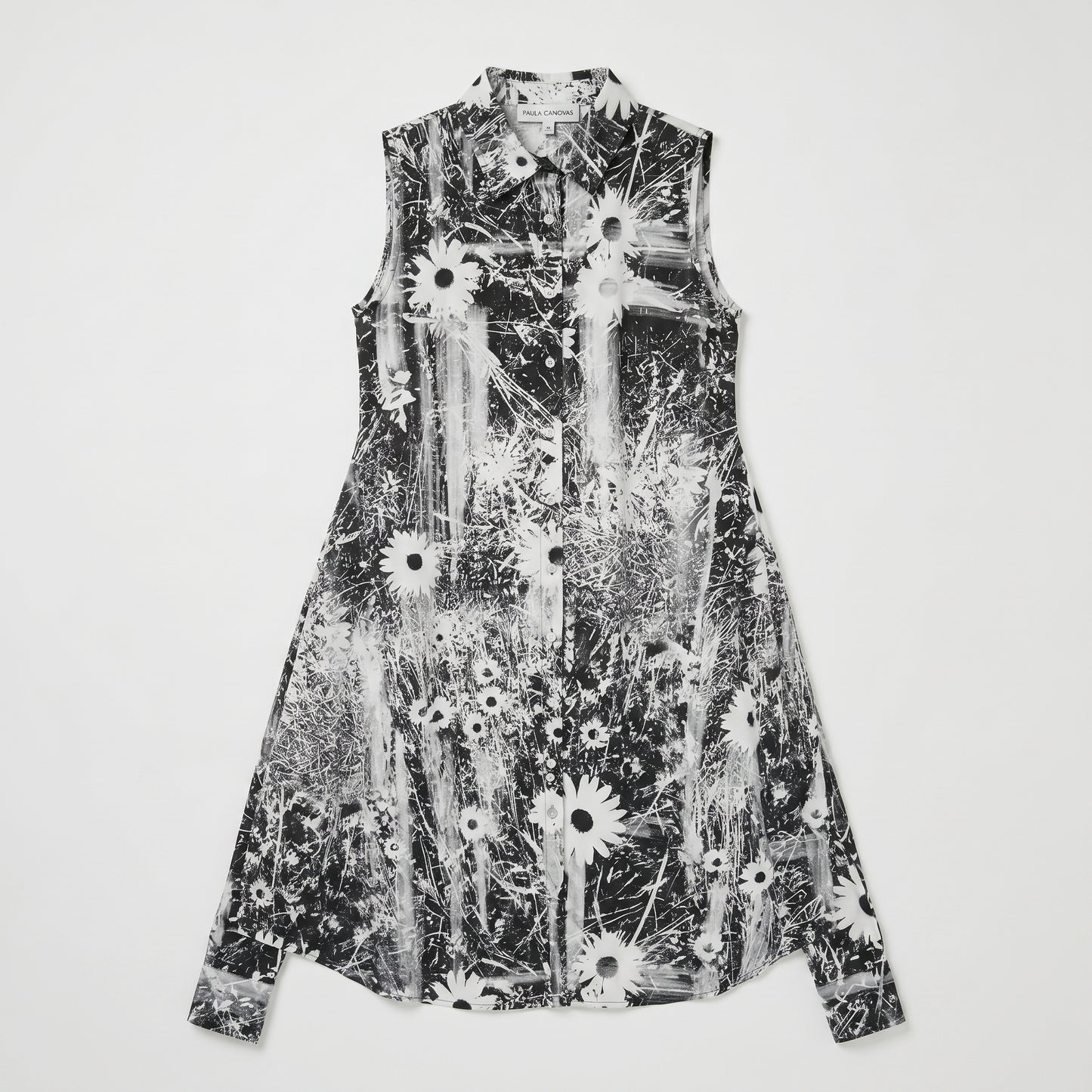 Floral Print Sleeveless Shirt Dress