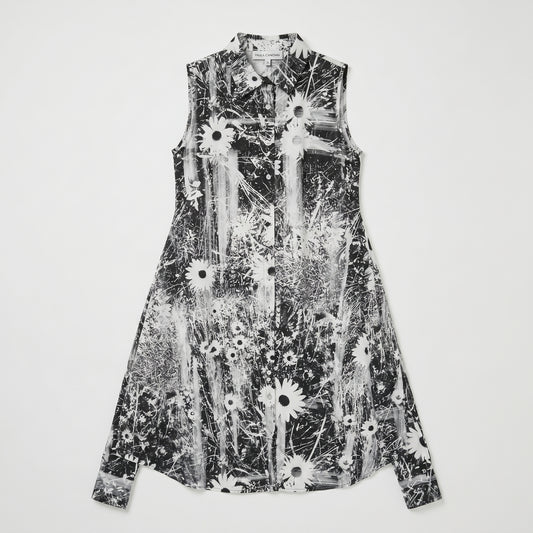 Floral Print Sleeveless Shirt Dress