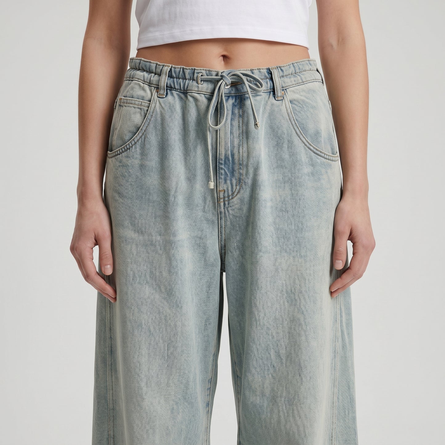 Light Wash Relaxed Denim Trousers