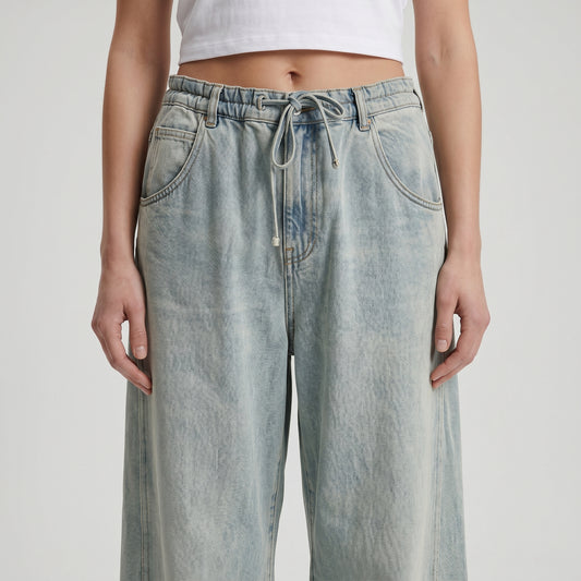 Light Wash Relaxed Denim Trousers