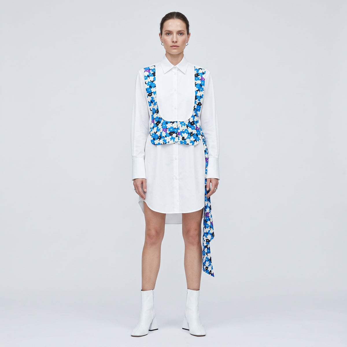 Floral Corset Detail Shirt Dress
