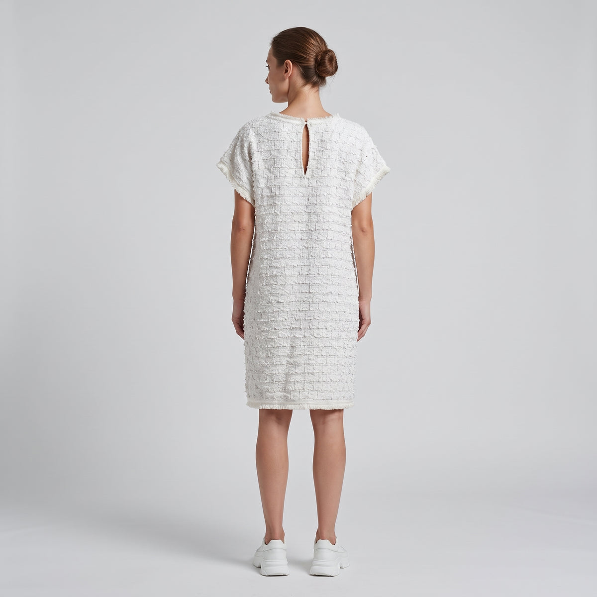 Textured Tweed Shift Mini Dress