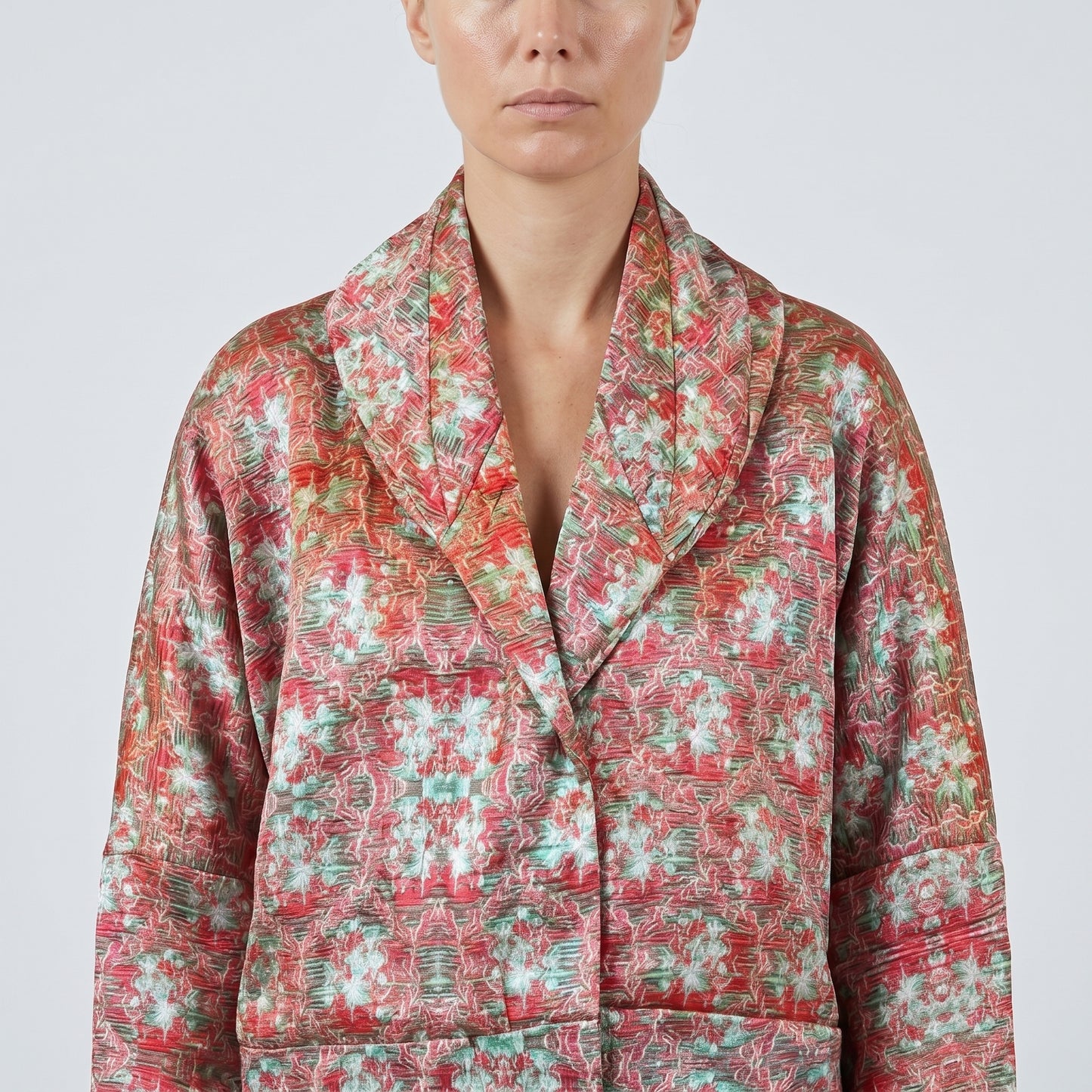 Patterned Cropped Jacquard Jacket