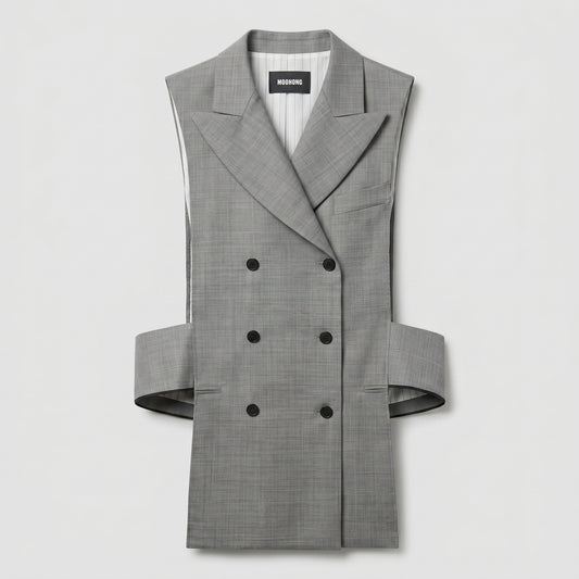 Tailored Double-Breasted Sculptural Vest