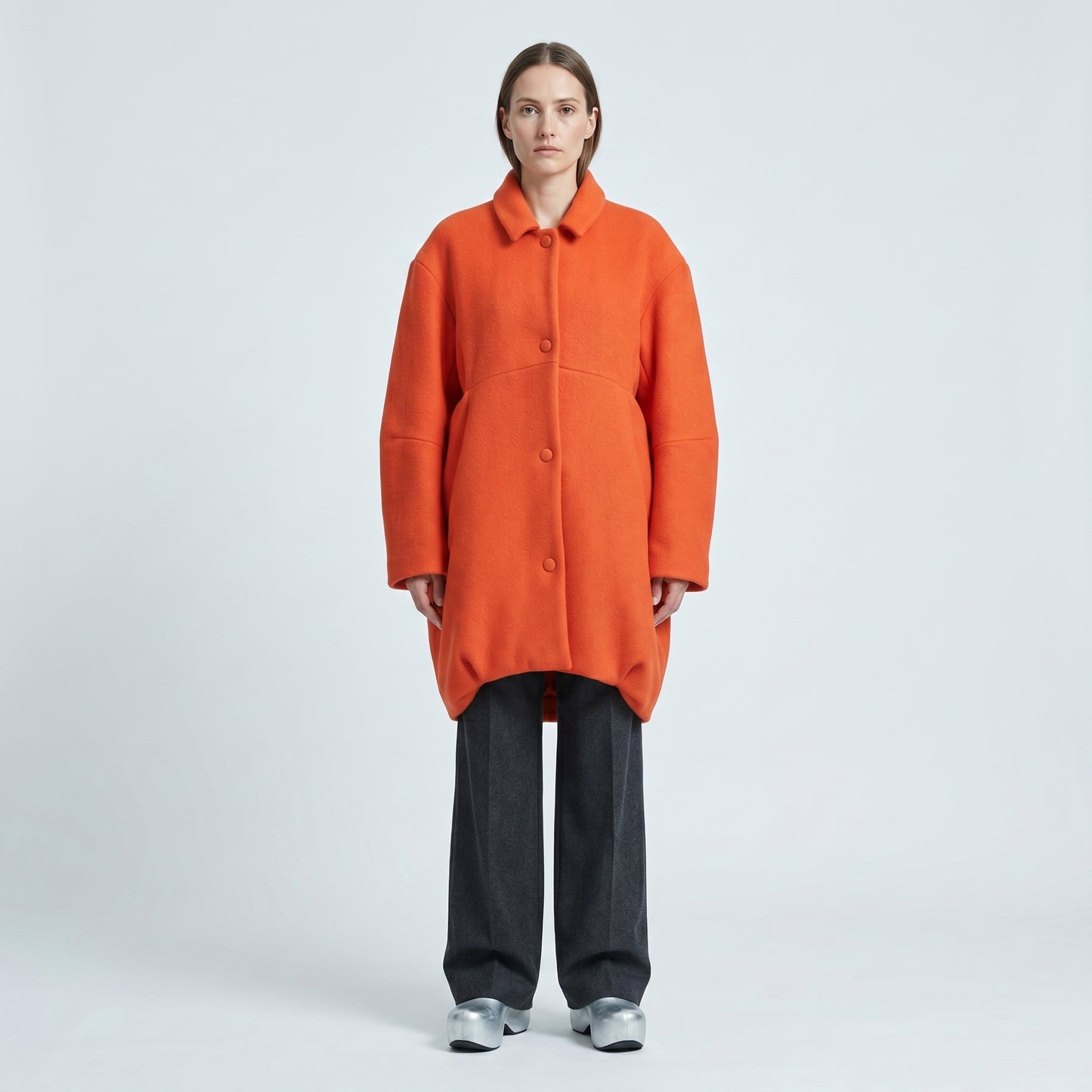 Vibrant Orange Wool Coat