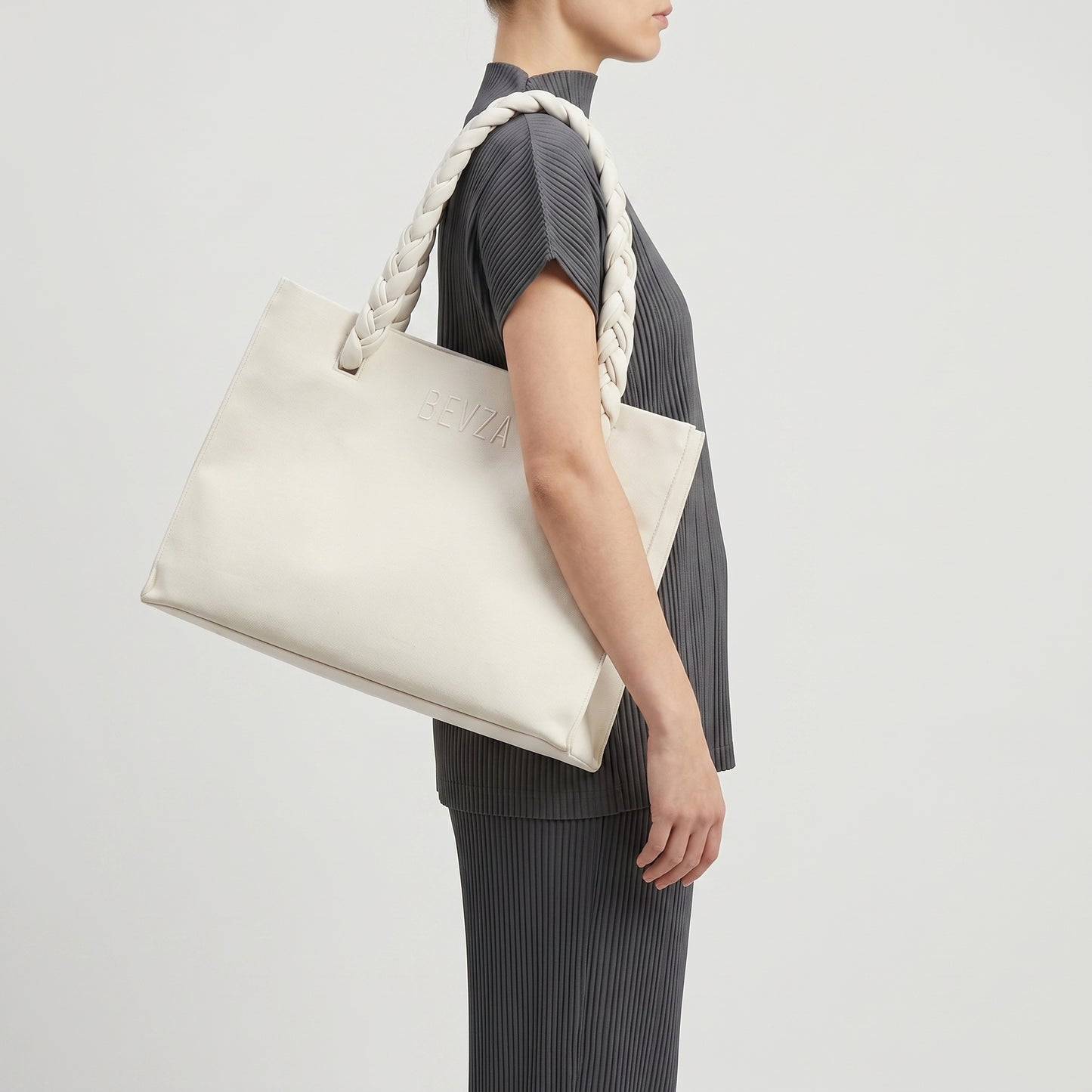 Braided Handle Minimalist Tote