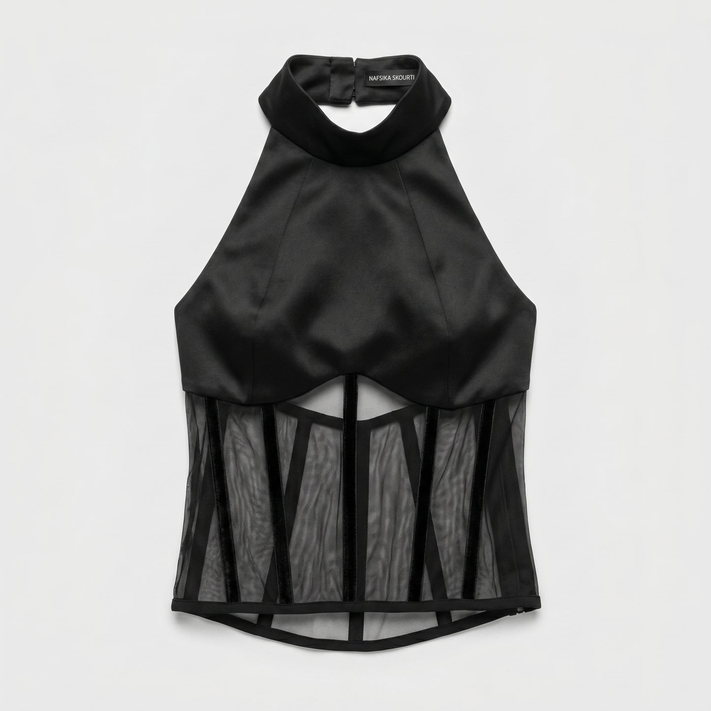 Structured Black Halter Corset