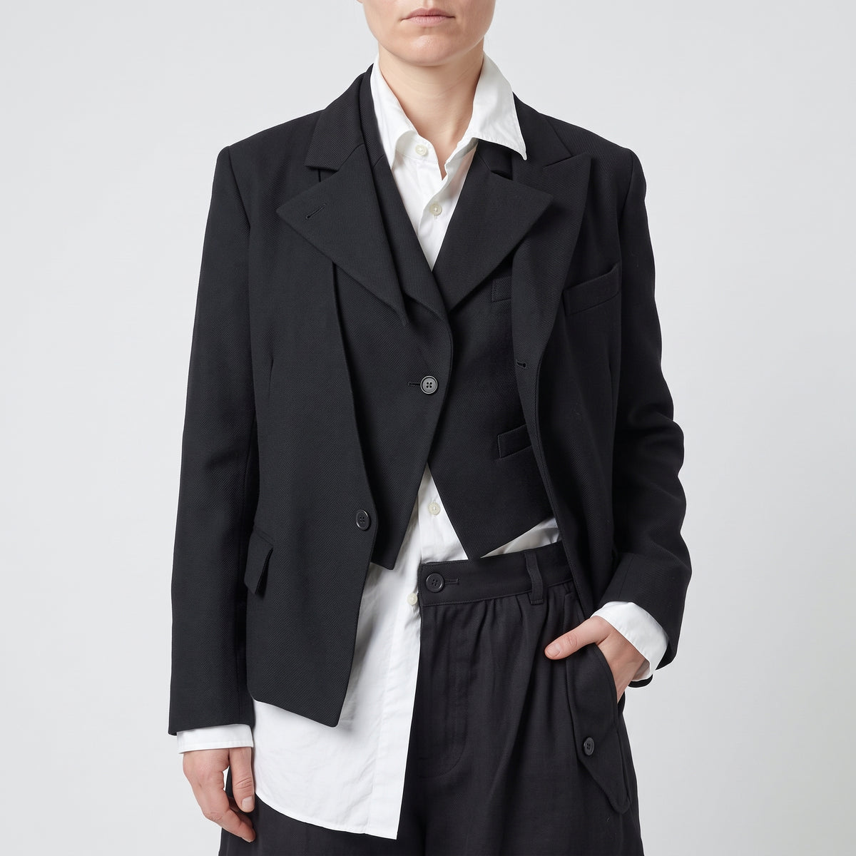 Structured Black Utility Trousers