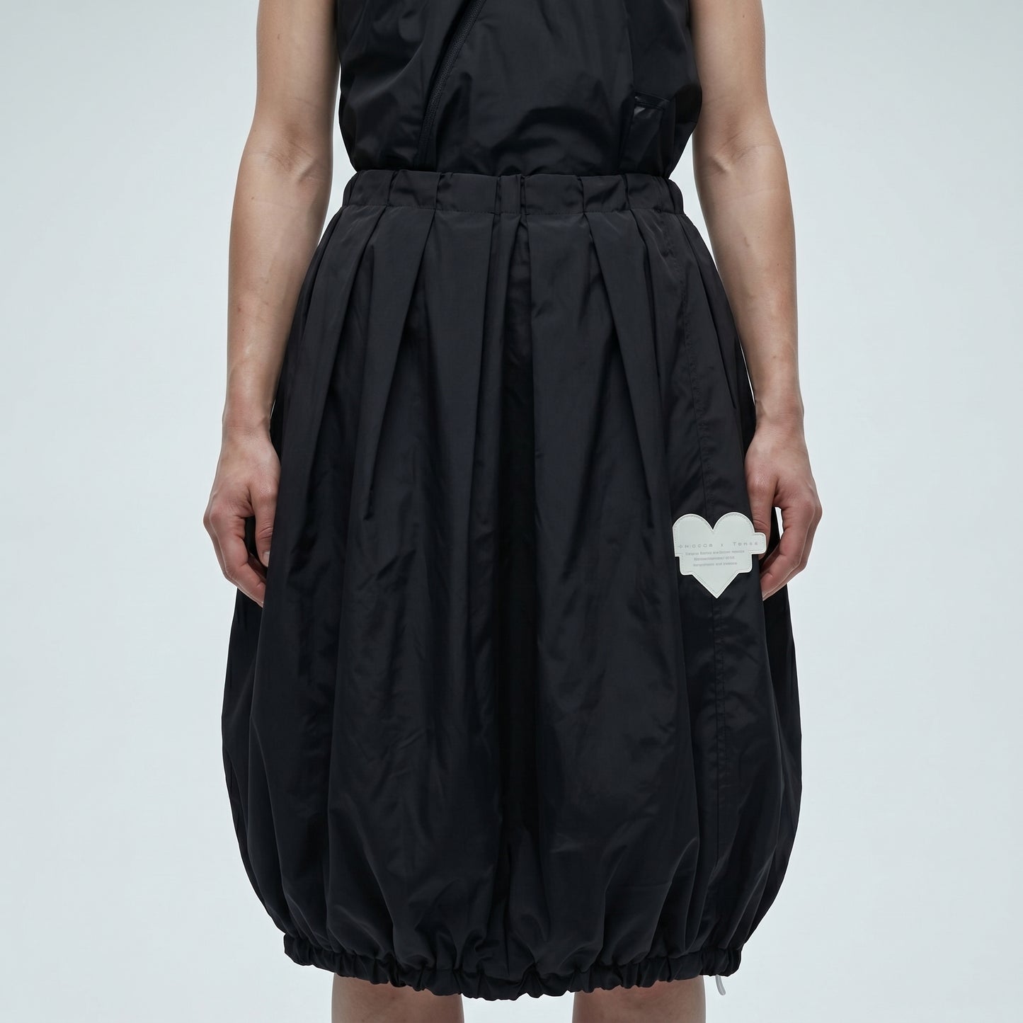 Pleated Voluminous Black Skirt