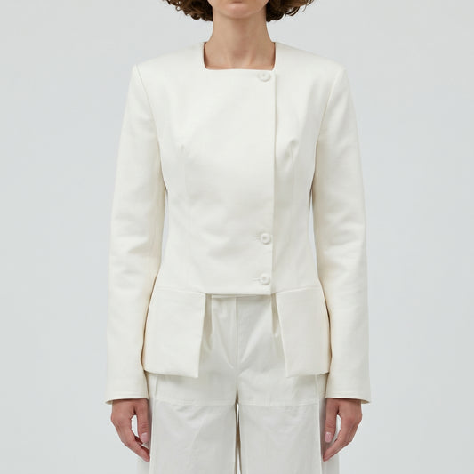 Collarless Asymmetric Tailored Jacket