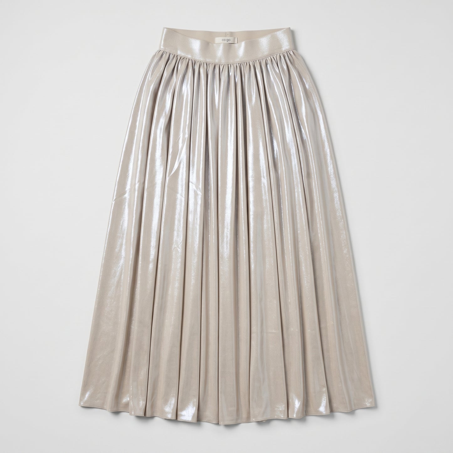 Metallic Pleated Midi Skirt