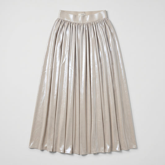 Metallic Pleated Midi Skirt