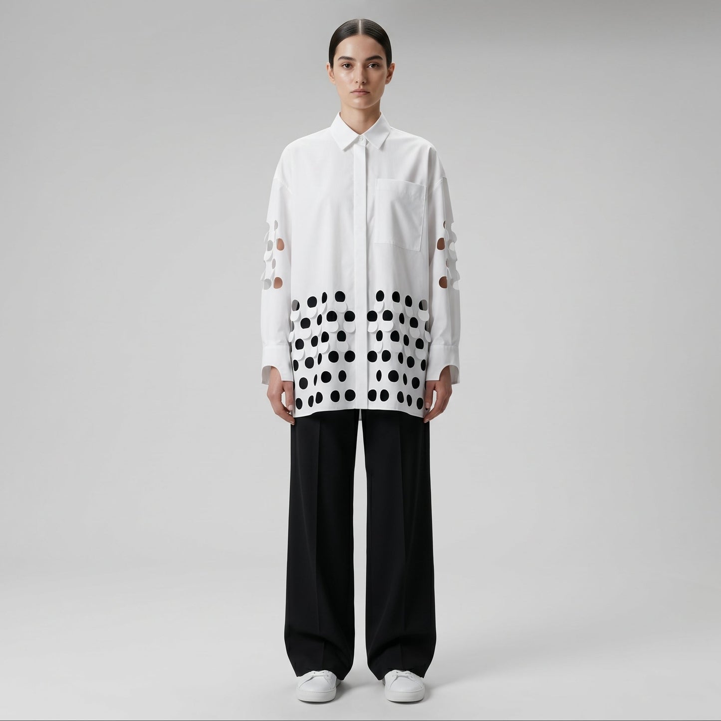 Cutout Detail Cotton Poplin Shirt