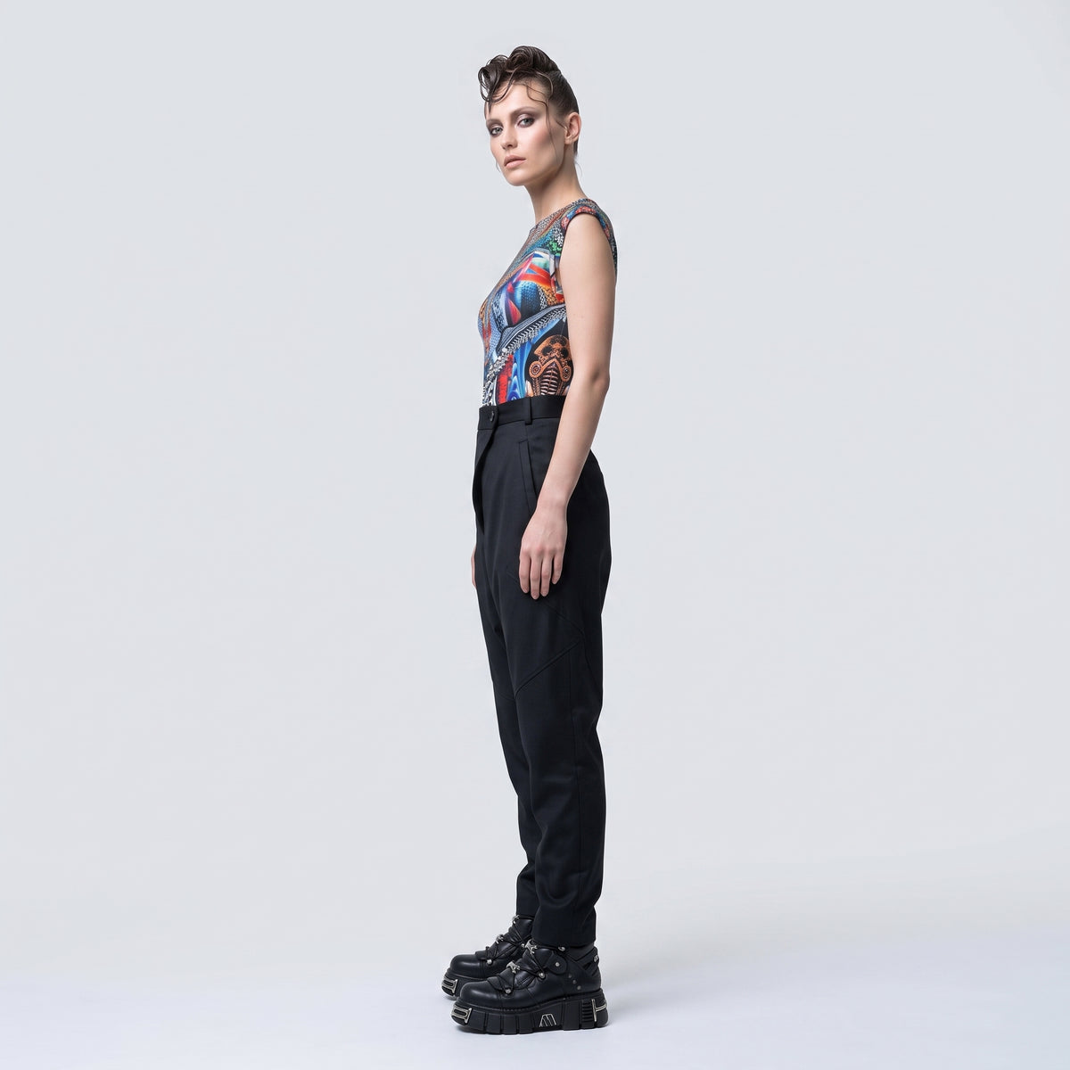 Tailored Asymmetric Black Trousers