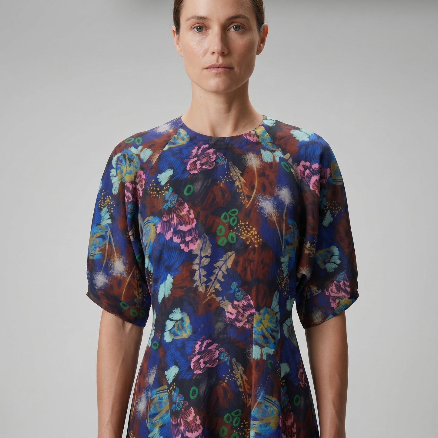 Floral Print Sculpted Midi Dress