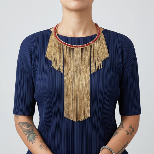 Cascading Gold Chain Statement Necklace
