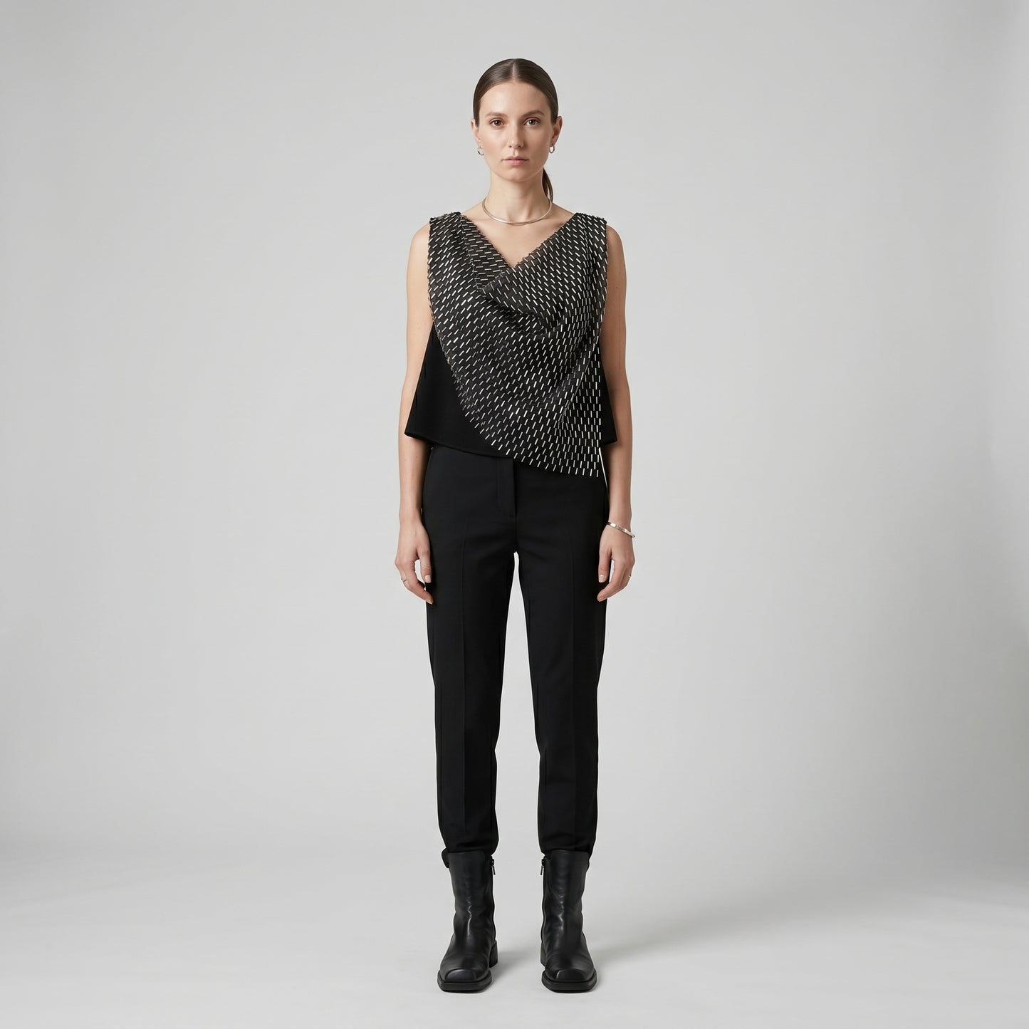 Beaded Drape Sleeveless Top
