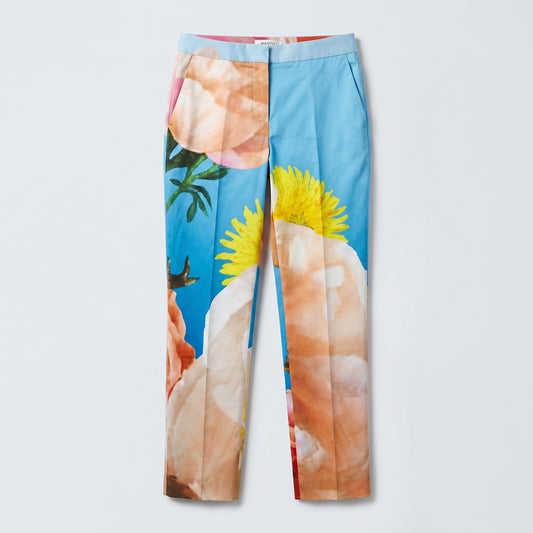Floral Print Straight-Leg Trousers