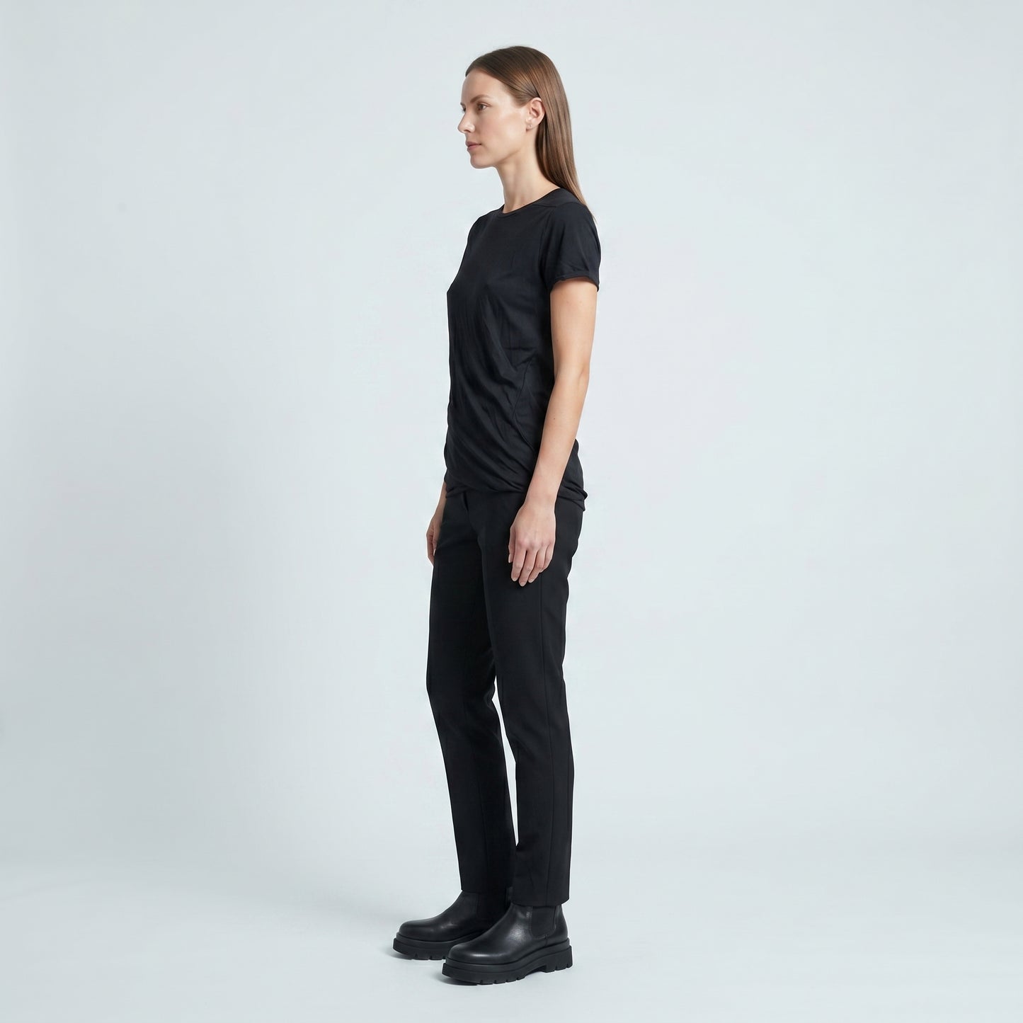 Geometric Seam Black Tee