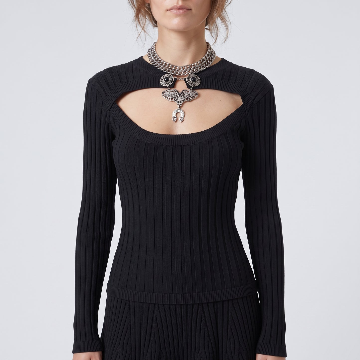 Ribbed Knit Cutout Mini Dress