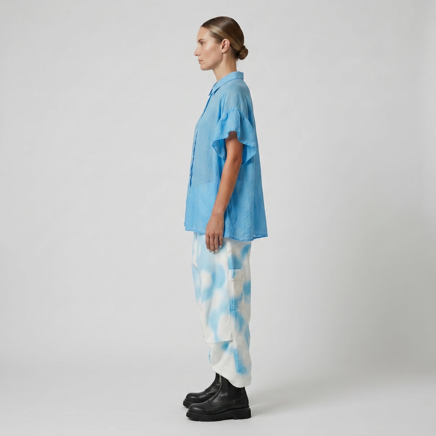 Oversized Blue Short Sleeve Shirt