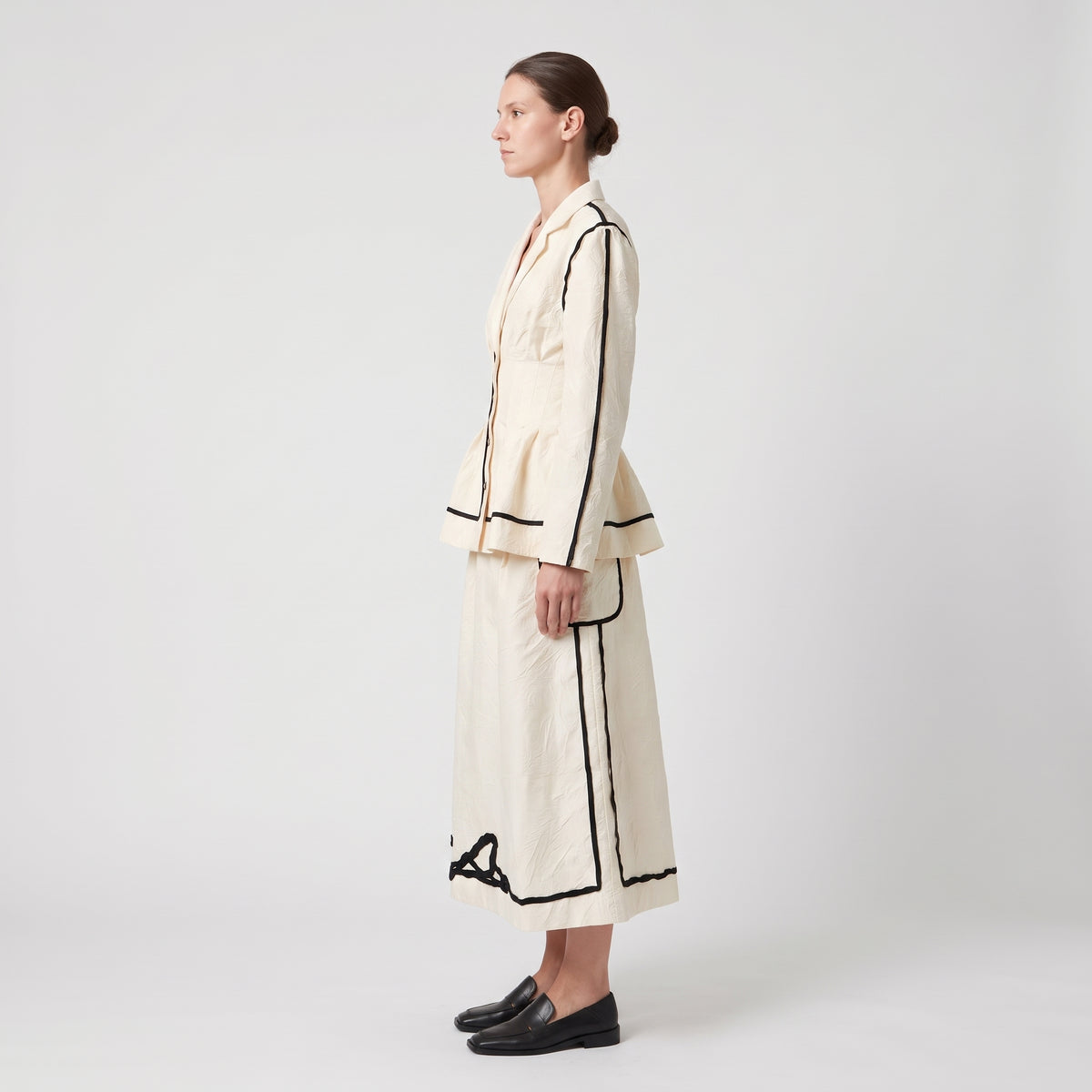 Contrast Trim Midi A-Line Skirt