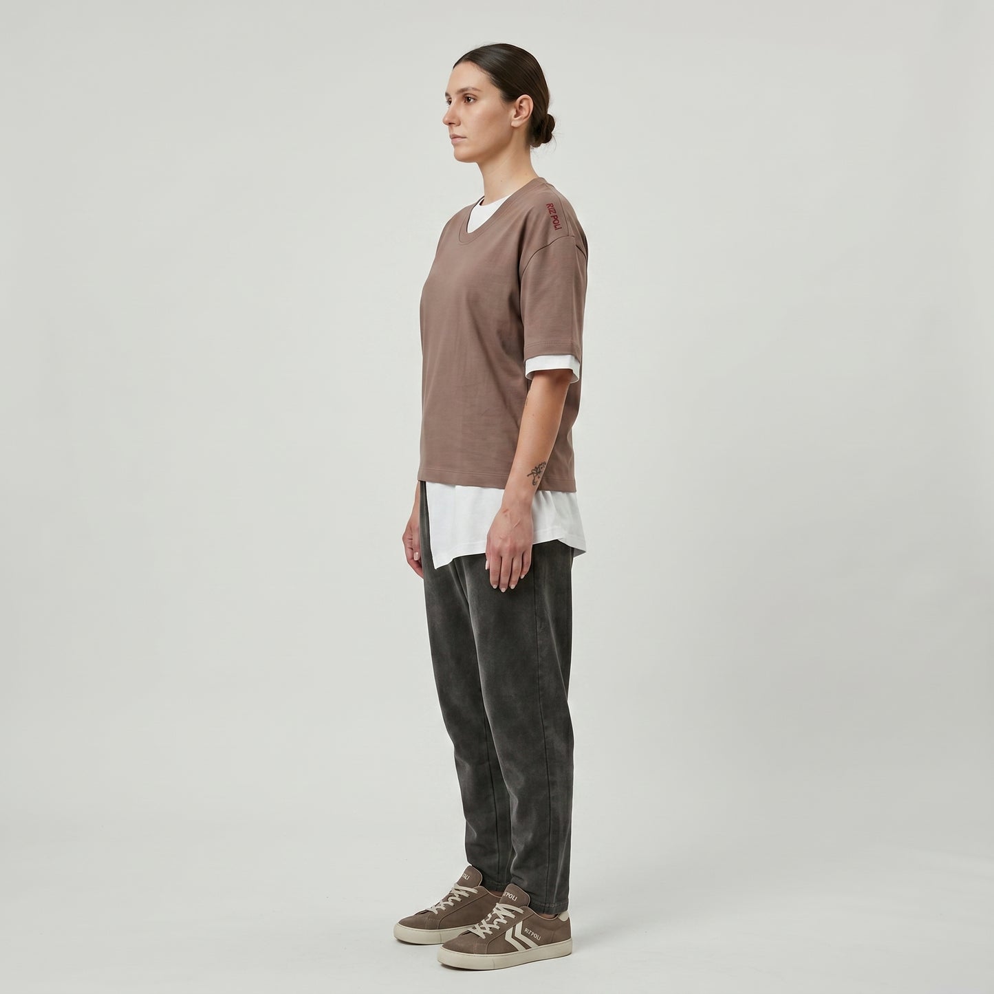 Layered Asymmetric Crewneck T-Shirt