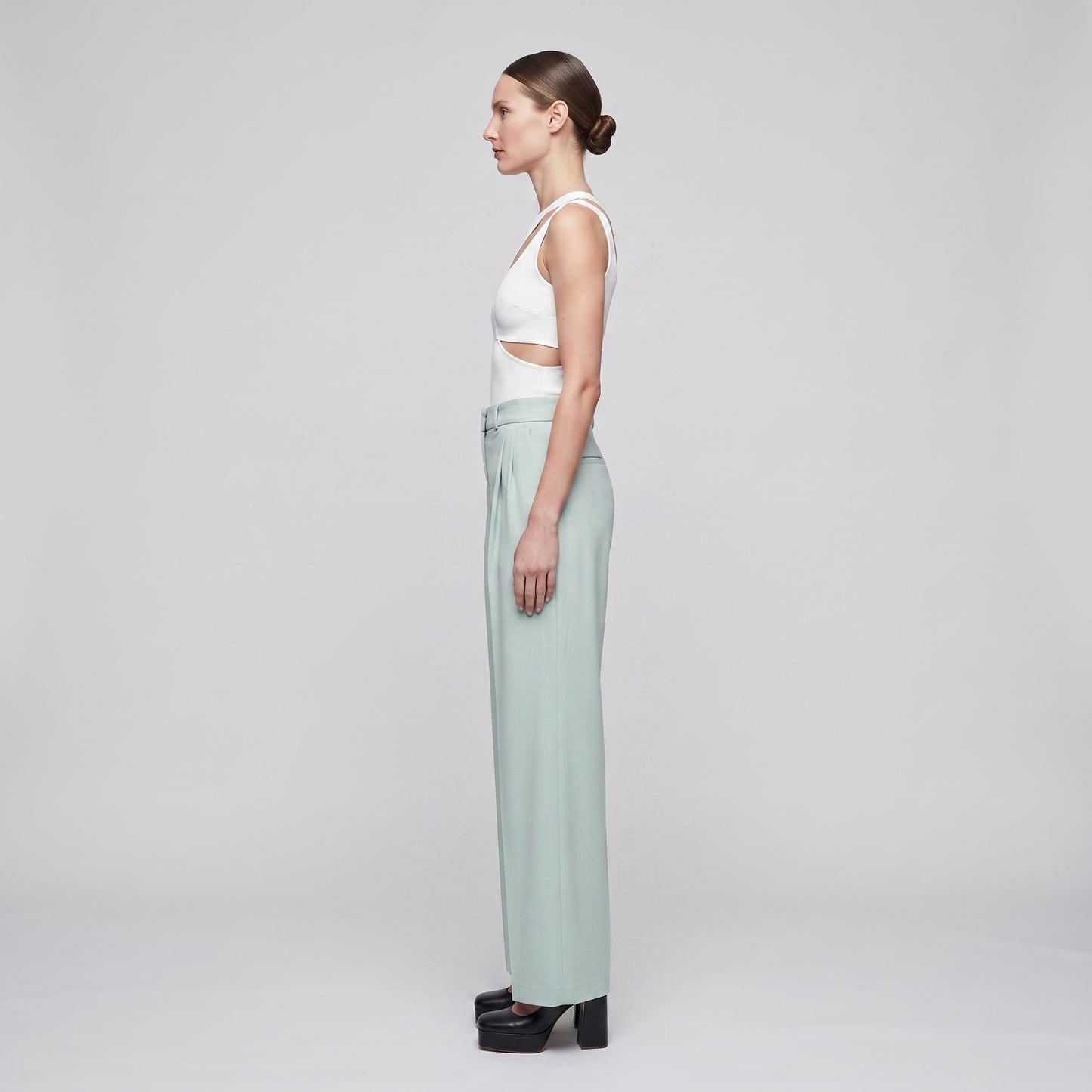 Tailored Pastel Wide-Leg Trousers