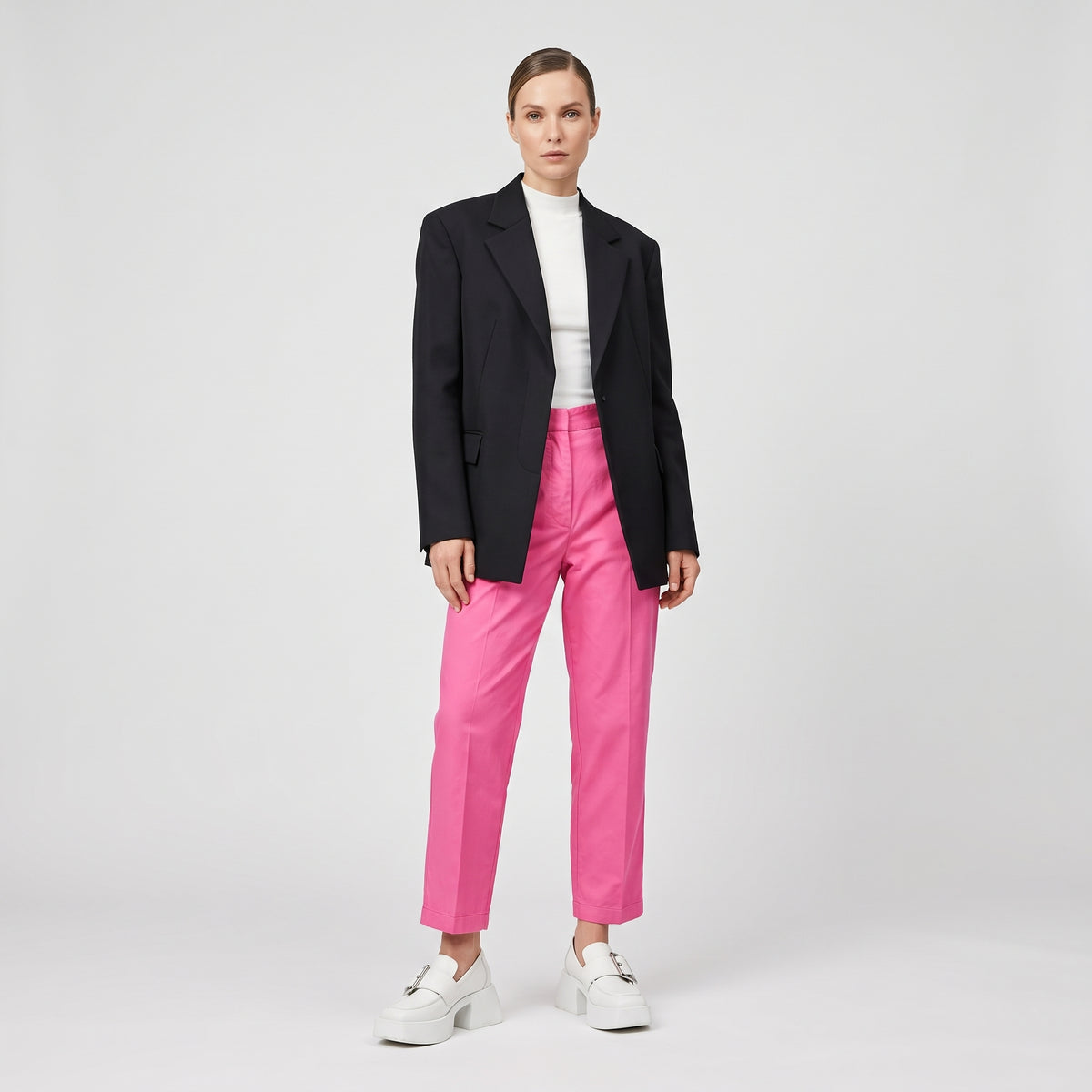Vibrant Pink Tailored Cotton Trousers