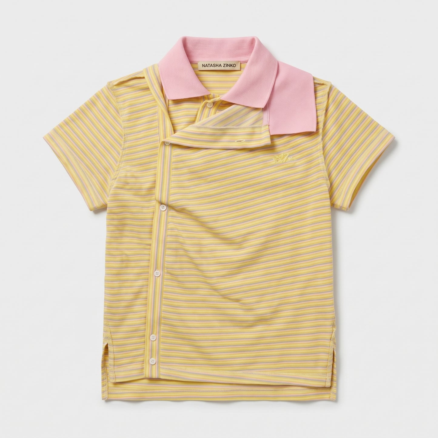 Asymmetric Striped Polo Shirt