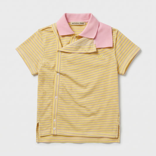 Asymmetric Striped Polo Shirt