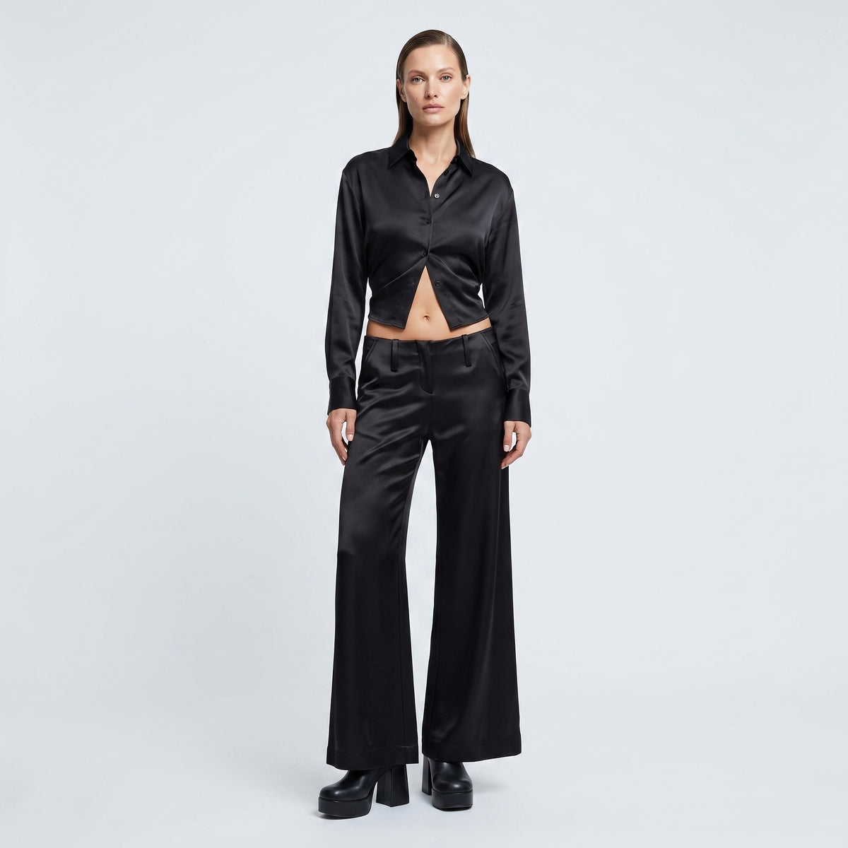 Sleek Tailored Wide-Leg Trousers
