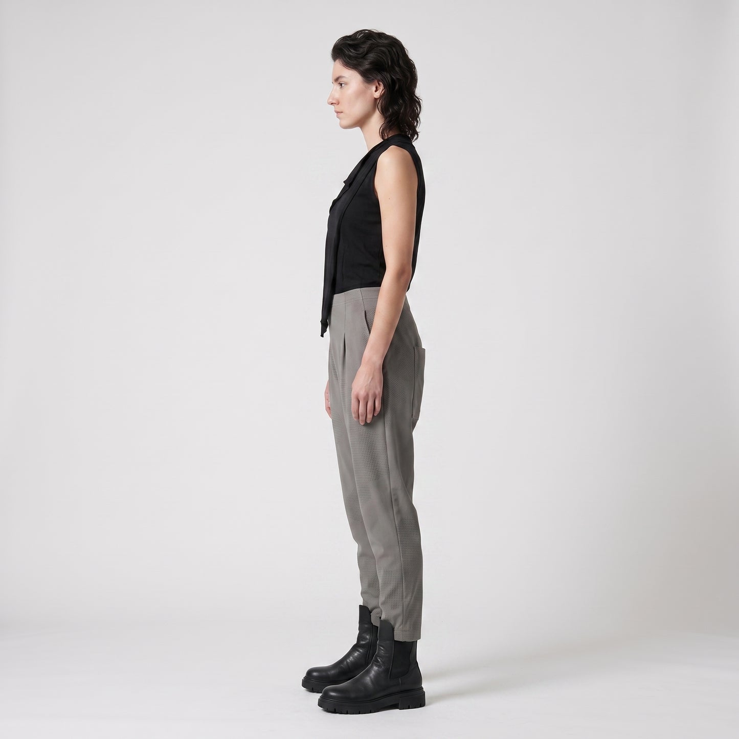 Textured Grey Tailored Trousers