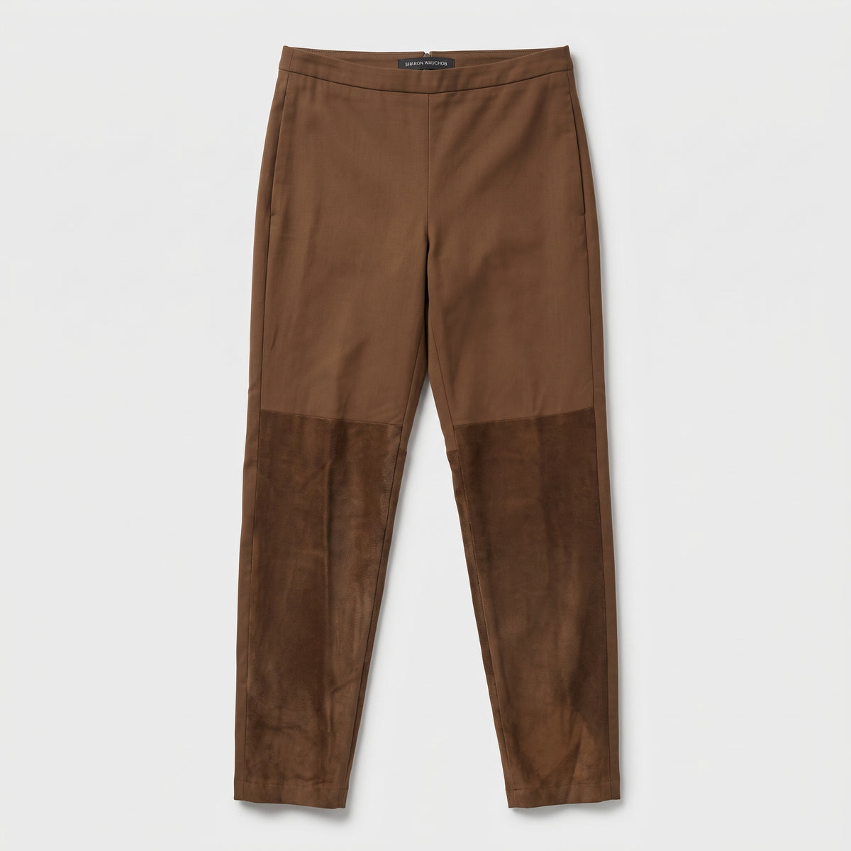 Suede Paneled Tailored Trousers