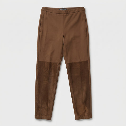 Suede Paneled Tailored Trousers